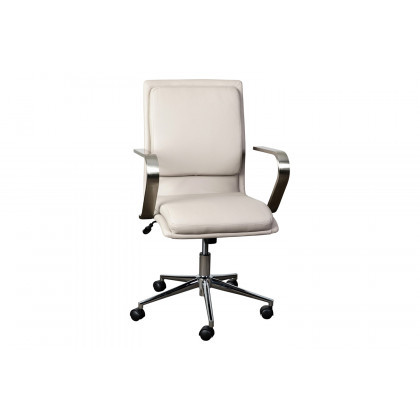 BLNK James Mid-Back Designer Executive Office Chair with Brushed Chrome Base and Arms - Taupe