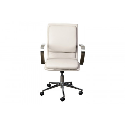 BLNK James Mid-Back Designer Executive Office Chair with Brushed Chrome Base and Arms - Taupe