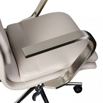 BLNK James Mid-Back Designer Executive Office Chair with Brushed Chrome Base and Arms - Taupe