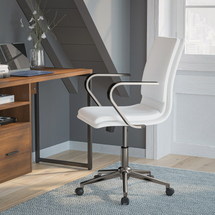 BLNK - James Mid-Back Designer Executive Office Chair with Brushed Chrome Base and Arms
