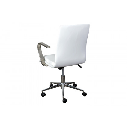 BLNK James Mid-Back Designer Executive Office Chair with Brushed Chrome Base and Arms - White