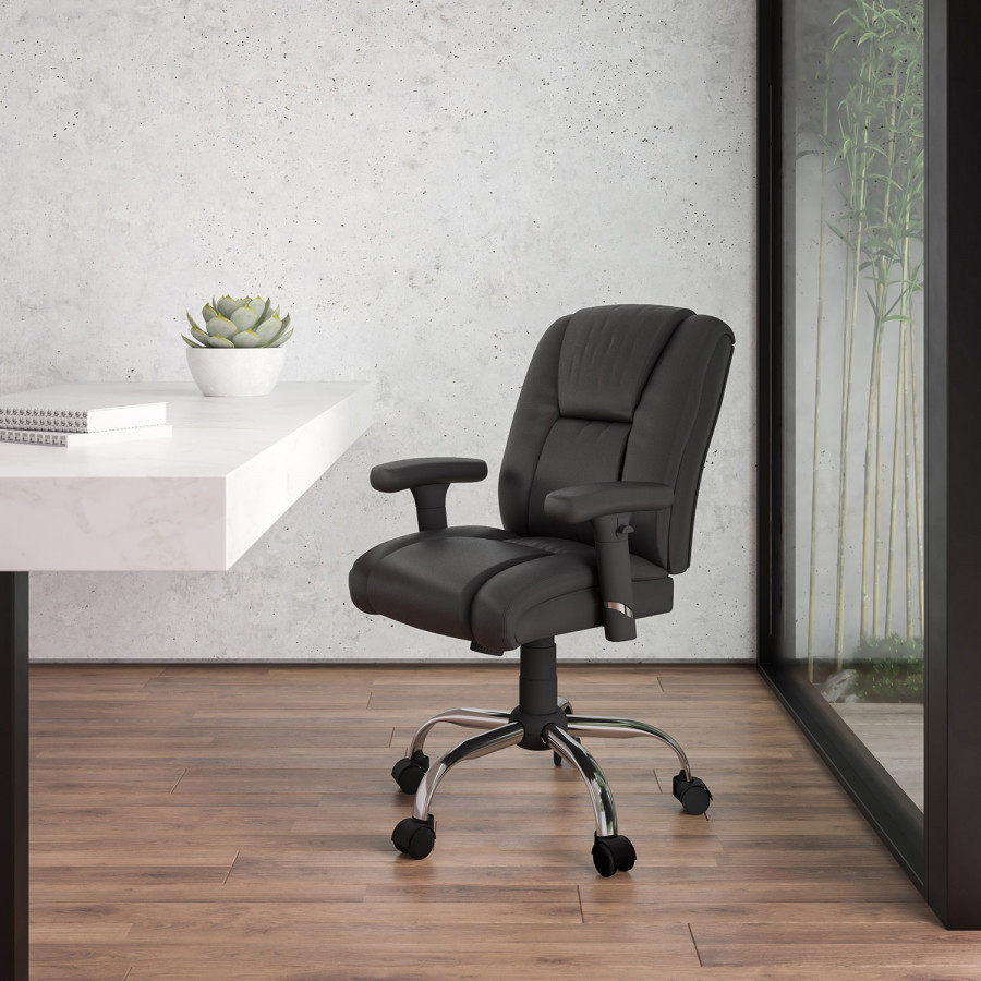 BLNK - HERCULES Series LeatherSoft Ergonomic Task Office Chair with Chrome Base and Adjustable Arms