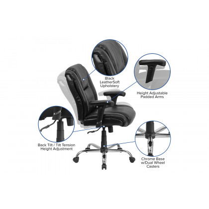 BLNK - HERCULES Series LeatherSoft Ergonomic Task Office Chair with Chrome Base and Adjustable Arms