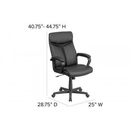 BLNK - Raya LeatherSoft High-Back Executive Swivel Office Chair with Slight Mesh Accent and Arms
