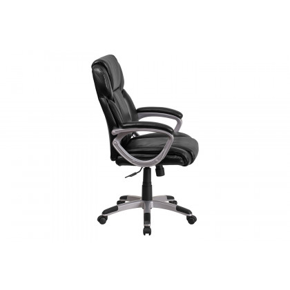 BLNK Carolyn LeatherSoft Mid-Back Executive Swivel Office Chair with Padded Arms - Black