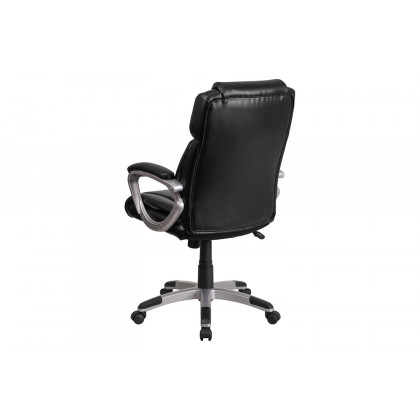 BLNK Carolyn LeatherSoft Mid-Back Executive Swivel Office Chair with Padded Arms - Black