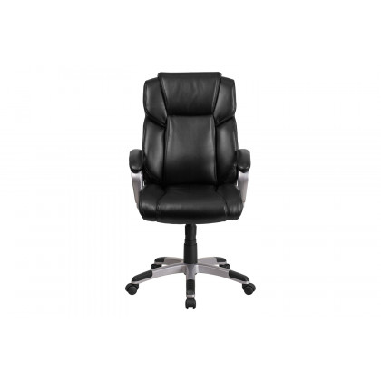 BLNK Carolyn LeatherSoft Mid-Back Executive Swivel Office Chair with Padded Arms - Black