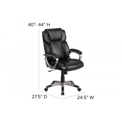 BLNK Carolyn LeatherSoft Mid-Back Executive Swivel Office Chair with Padded Arms - Black