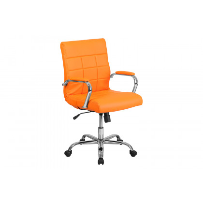 BLNK - Vivian Vinyl Mid-Back Executive Swivel Office Chair with Chrome Base and Arms