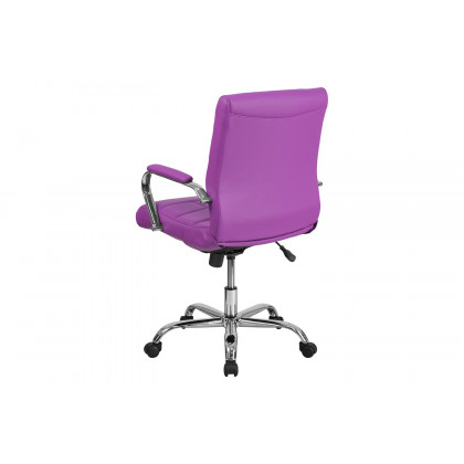 BLNK Vivian Vinyl Mid-Back Executive Swivel Office Chair with Chrome Base and Arms - Purple