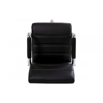 BLNK Whitney LeatherSoft Mid-Back Drafting Chair with Adjustable Foot Ring and Chrome Base - Black