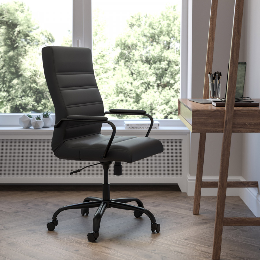 BLNK - Whitney LeatherSoft High-Back Executive Swivel Office Chair with Black Frame and Arms