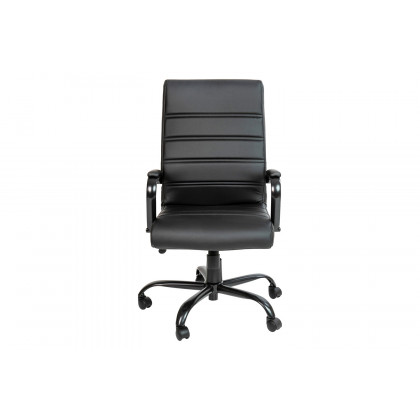 BLNK Whitney LeatherSoft High-Back Executive Swivel Office Chair with Black Frame and Arms - Black