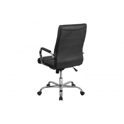 BLNK Whitney LeatherSoft High-Back Executive Swivel Office Chair with Chrome Frame and Arms - Black