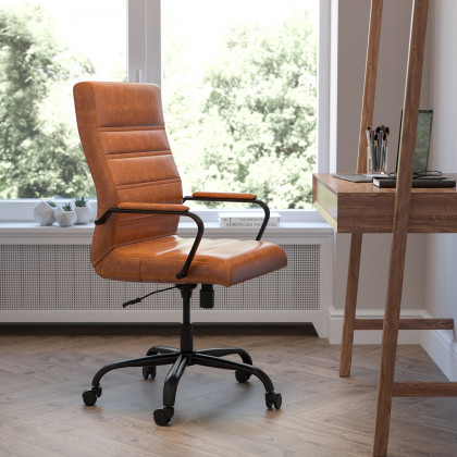 BLNK - Whitney LeatherSoft High-Back Executive Swivel Office Chair with Black Frame and Arms