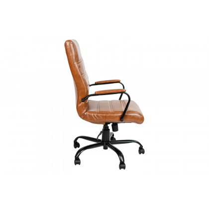 BLNK Whitney LeatherSoft High-Back Executive Swivel Office Chair with Black Frame and Arms - Brown