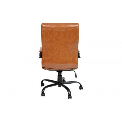 BLNK Whitney LeatherSoft High-Back Executive Swivel Office Chair with Black Frame and Arms - Brown