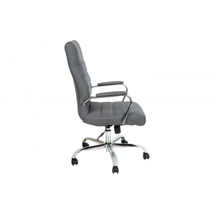 BLNK Whitney LeatherSoft High-Back Executive Swivel Office Chair with Chrome Frame and Arms - Gray