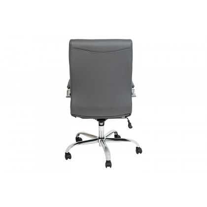 BLNK Whitney LeatherSoft High-Back Executive Swivel Office Chair with Chrome Frame and Arms - Gray