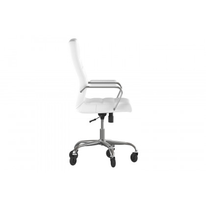 BLNK Whitney LeatherSoft High Back Executive Swivel Office Chair with Chrome Frame, Arms, and Transparent Roller Wheels