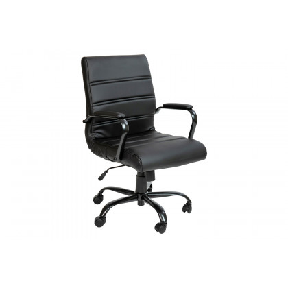 BLNK - Whitney LeatherSoft Mid-Back Executive Swivel Office Chair with Black Frame and Arms