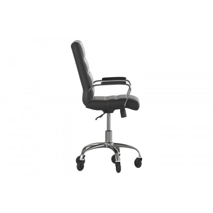 BLNK Camilia LeatherSoft Executive Swivel Office Chair with Chrome Frame, Arms, and Transparent Roller Wheels - Black