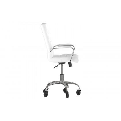 BLNK Camilia LeatherSoft Executive Swivel Office Chair with Chrome Frame, Arms, and Transparent Roller Wheels - White