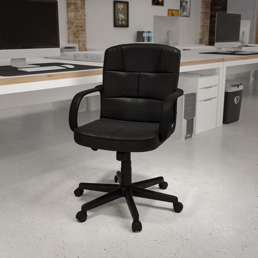 BLNK - Rider LeatherSoft Mid-Back Swivel Task Office Chair with Arms