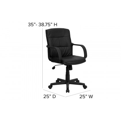 BLNK - Rider LeatherSoft Mid-Back Swivel Task Office Chair with Arms
