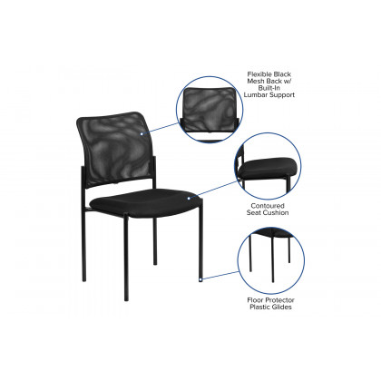 BLNK Jana Comfort Black Mesh Stackable Steel Side Chair
