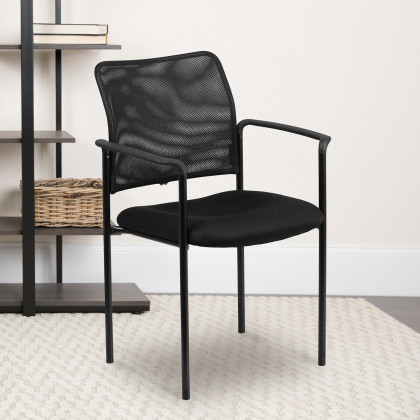 BLNK - Jana Comfort Black Mesh Stackable Steel Side Chair