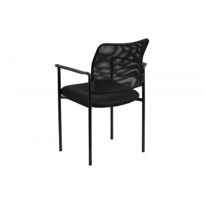 BLNK Jana Comfort Black Mesh Stackable Steel Side Chair - with Arms
