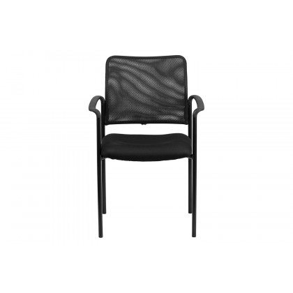 BLNK Jana Comfort Black Mesh Stackable Steel Side Chair - with Arms