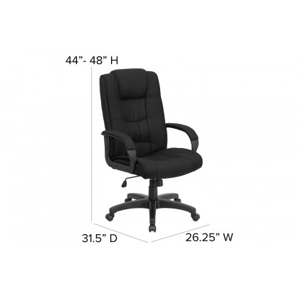 BLNK Jessica Fabric High Back Executive Swivel Office Chair with Arms - Black
