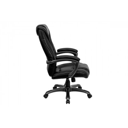 BLNK - Oma LeatherSoft High-Back Layered Upholstered Executive Swivel Ergonomic Office Chair with Smoke Base and Arms