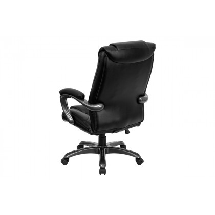 BLNK - Oma LeatherSoft High-Back Layered Upholstered Executive Swivel Ergonomic Office Chair with Smoke Base and Arms