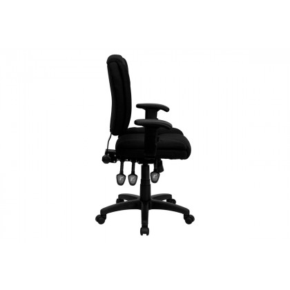 BLNK Caroline Fabric Multifunction Swivel Ergonomic Task Office Chair with Pillow Top Cushioning - Black, with Arms