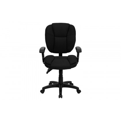BLNK Caroline Fabric Multifunction Swivel Ergonomic Task Office Chair with Pillow Top Cushioning - Black, with Arms