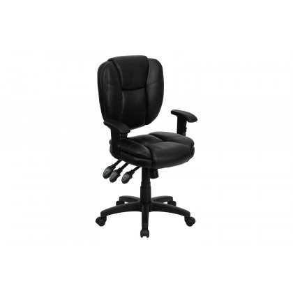 BLNK Caroline LeatherSoft Multifunction Swivel Ergonomic Task Office Chair with Pillow Top Cushioning - Black, with Arms