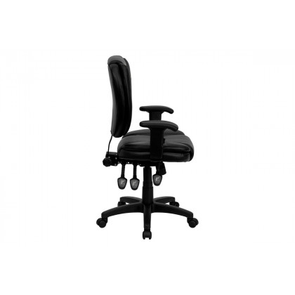 BLNK Caroline LeatherSoft Multifunction Swivel Ergonomic Task Office Chair with Pillow Top Cushioning - Black, with Arms