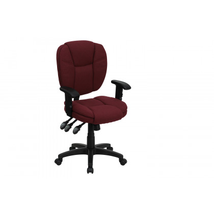 BLNK Caroline Fabric Multifunction Swivel Ergonomic Task Office Chair with Pillow Top Cushioning - Burgundy, with Arms
