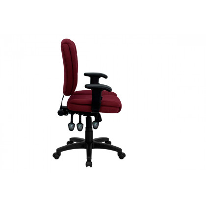 BLNK Caroline Fabric Multifunction Swivel Ergonomic Task Office Chair with Pillow Top Cushioning - Burgundy, with Arms
