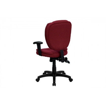 BLNK Caroline Fabric Multifunction Swivel Ergonomic Task Office Chair with Pillow Top Cushioning - Burgundy, with Arms