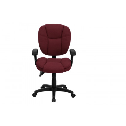 BLNK Caroline Fabric Multifunction Swivel Ergonomic Task Office Chair with Pillow Top Cushioning - Burgundy, with Arms