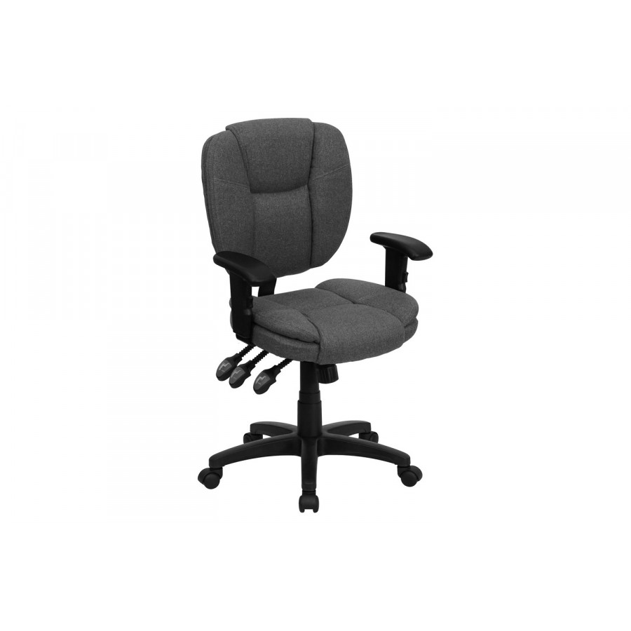 BLNK Caroline Fabric Multifunction Swivel Ergonomic Task Office Chair with Pillow Top Cushioning - Gray, with Arms