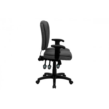 BLNK Caroline Fabric Multifunction Swivel Ergonomic Task Office Chair with Pillow Top Cushioning - Gray, with Arms
