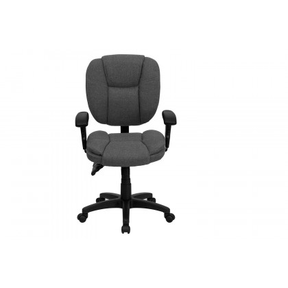 BLNK Caroline Fabric Multifunction Swivel Ergonomic Task Office Chair with Pillow Top Cushioning - Gray, with Arms