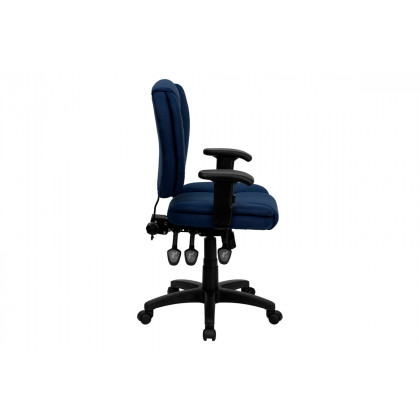 BLNK Caroline Fabric Multifunction Swivel Ergonomic Task Office Chair with Pillow Top Cushioning - Navy Blue, with Arms
