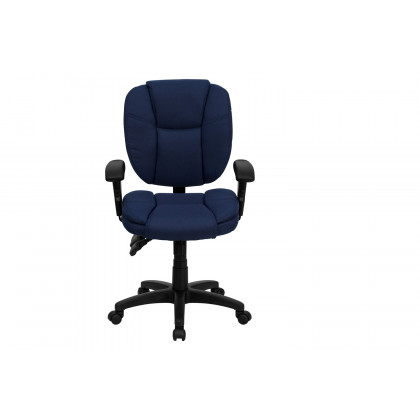 BLNK Caroline Fabric Multifunction Swivel Ergonomic Task Office Chair with Pillow Top Cushioning - Navy Blue, with Arms