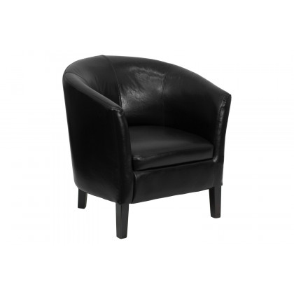BLNK - Lauren LeatherSoft Barrel Shaped Guest Chair with Wooden Legs